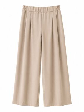 Wide Leg Elastic Waist Pants in Beige